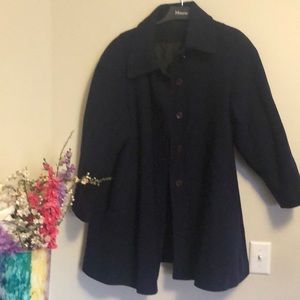 Blue pure wool collared coat